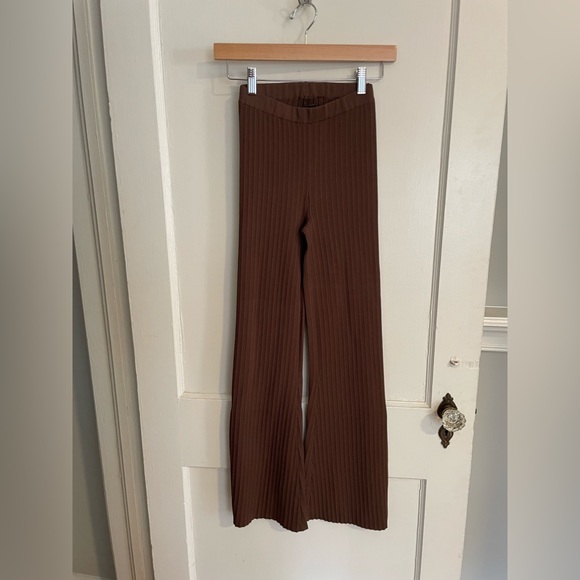 SIR THE LABEL Sylvie Chocolate Brown Ribbed Flare Slit Pants Size 2 - Picture 7 of 12